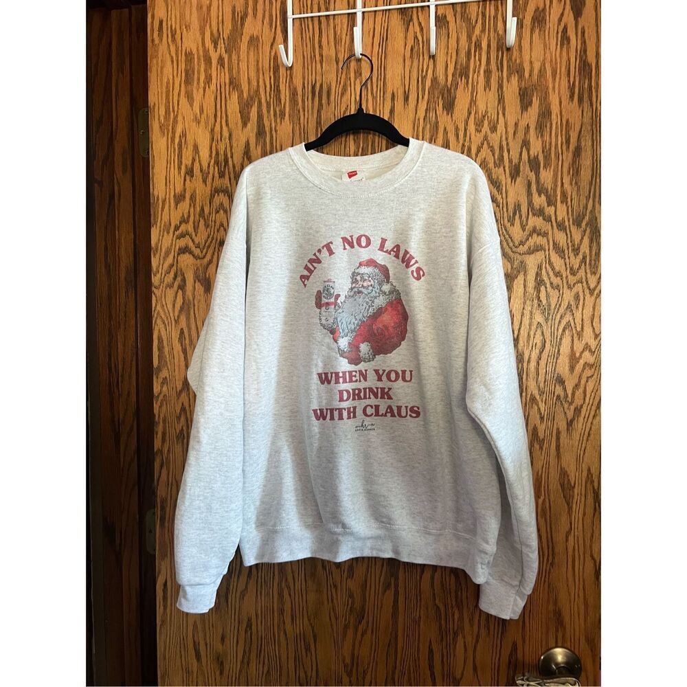 Ain’t No Laws When You Drink With Claus Crewneck White Claw Santa Christmas Crew